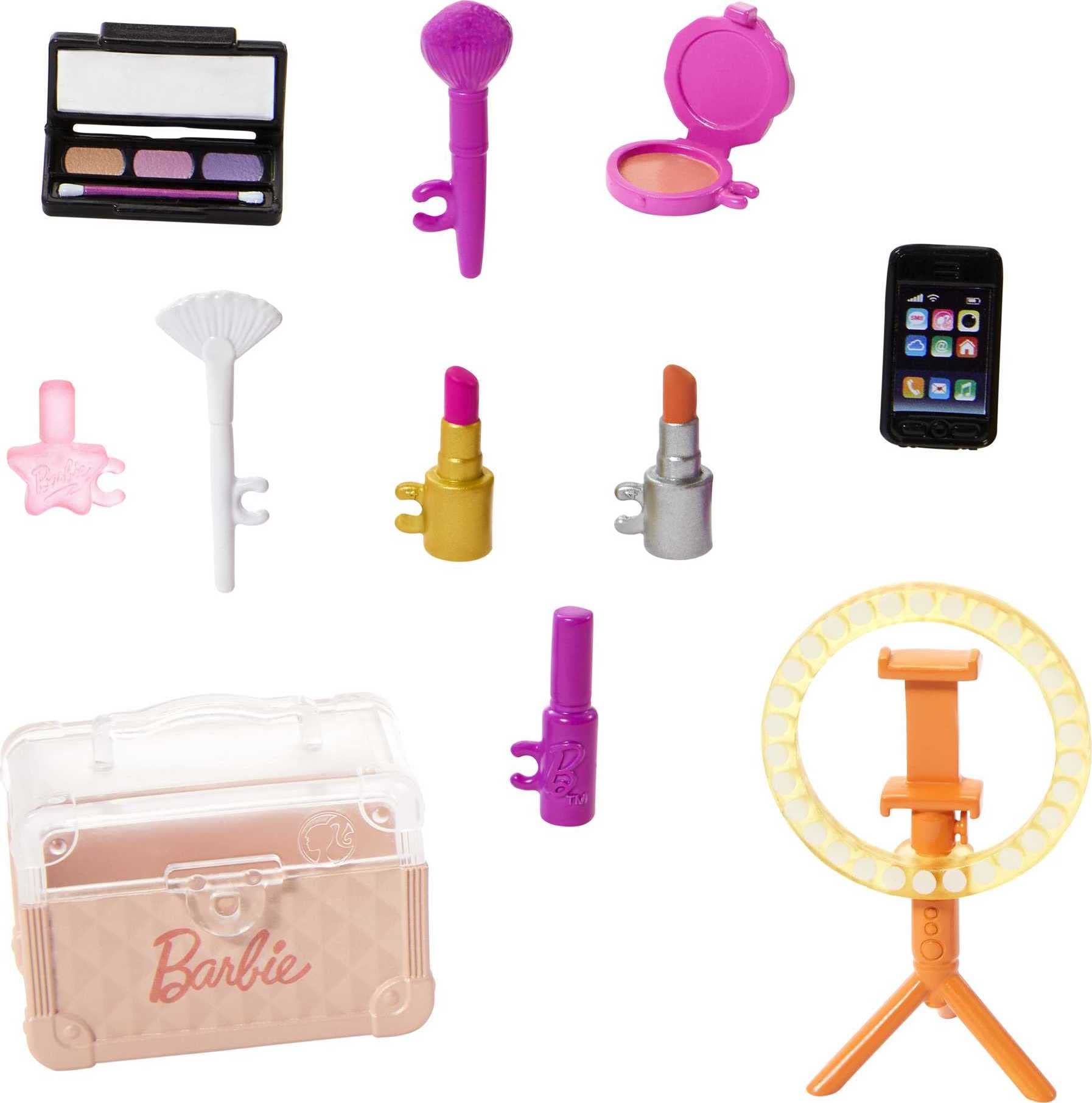 Barbie 12 Piece Doll and House Accessory Set with Make-Up and Phone