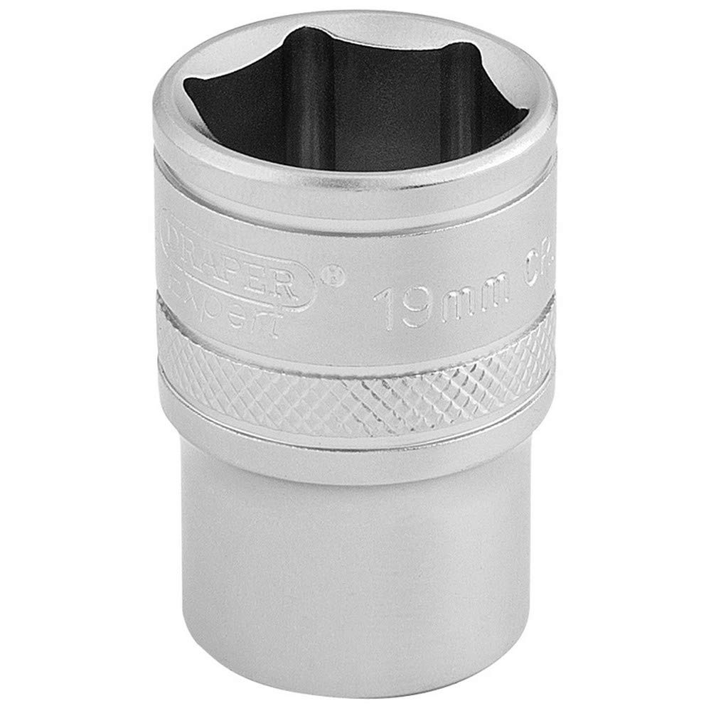 Draper Expert 1/2" 19mm Square Drive Socket | 6 Point Hex Socket | Chrome Vanadium Steel Wrench Accessory | 16609