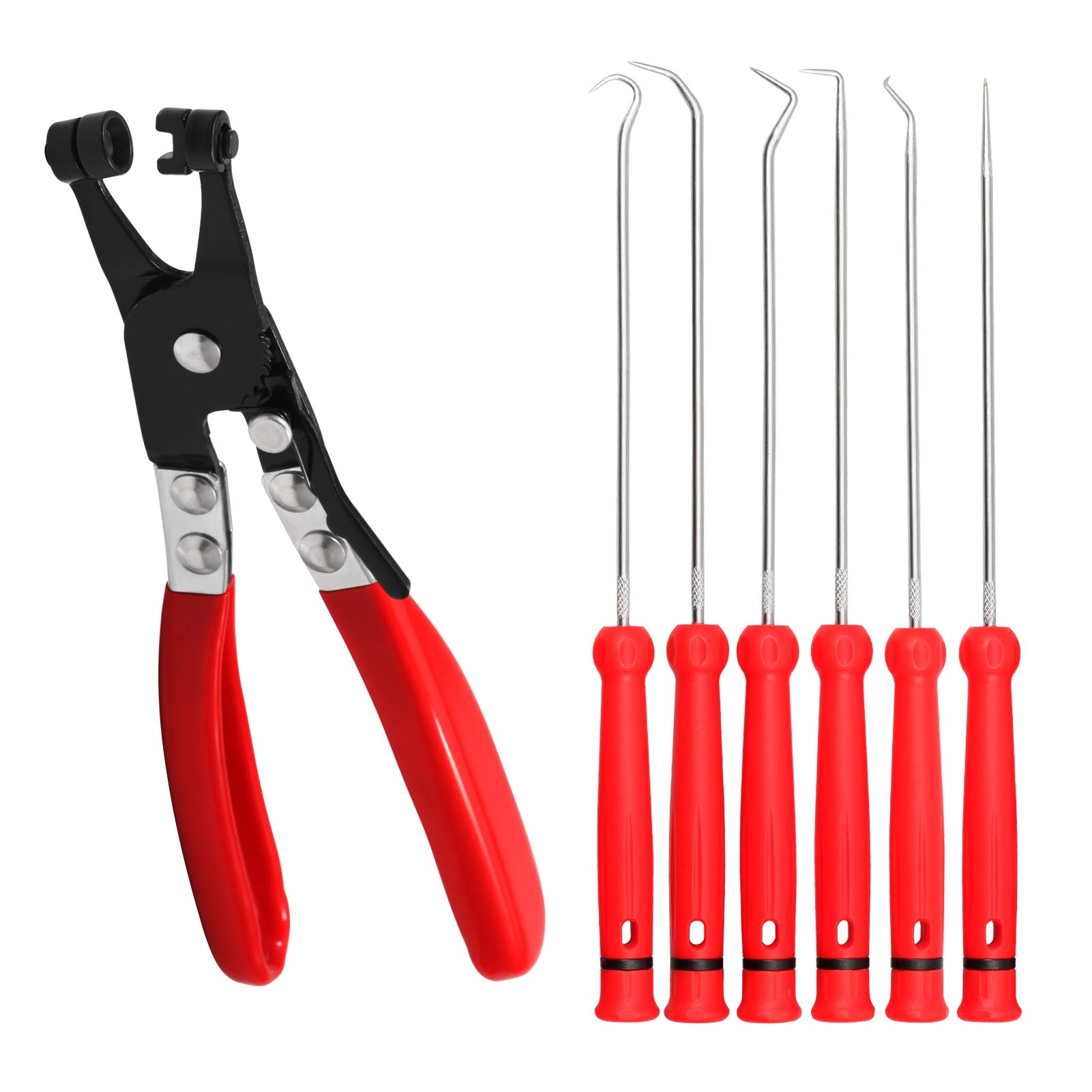 SPEEDWOX Hose Clamp Pliers with 6 Pcs Precision Hook and Pick Set Hose Clamp Pliers Set Hose Removal Hook Set Automotive O Ring Removal Tool Set Hose Remover Set