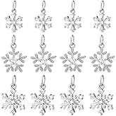 PH PandaHall 12pcs Christmas Snowflake Charms 3 Style Brass Cubic Zirconia Snowflake Charm Pendants Rhinestone Snowflakes Dangle Charms for Winter Necklace Earring Jewelry Making DIY Craft, Platinum