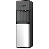 EUHOMY Self Cleaning Bottom Loading Water Cooler Dispenser, 3 Temperatures (Cold, Warm, Hot), Child Safety Lock, LED Indicator Light, Water Dispenser for Home, Apartment, Office, Black