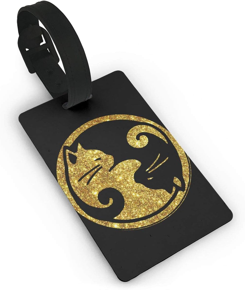 Giltter Gold Kitty Yin Yang Luggage Tag Cruise Travel ID Tags PVC For Bags Suitcases