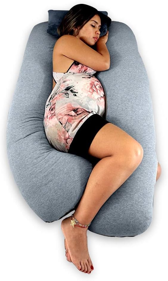 Titan Premium U-Shaped Pregnancy Pillow Includes Support Pillow. Removable and Reversible Cover with Minky Fur Side and Jersey Knit Cotton Side.