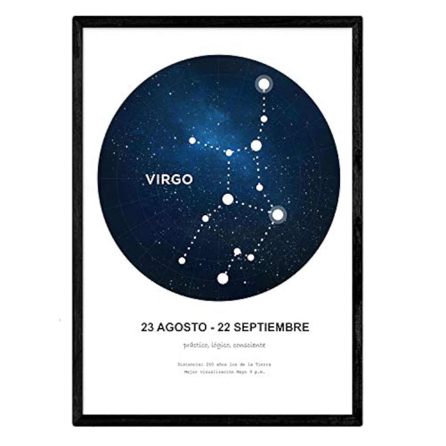 Nacnic Poster with the constellation Virgo. Poster with zodiac symbol A3 in size and white background — image 1