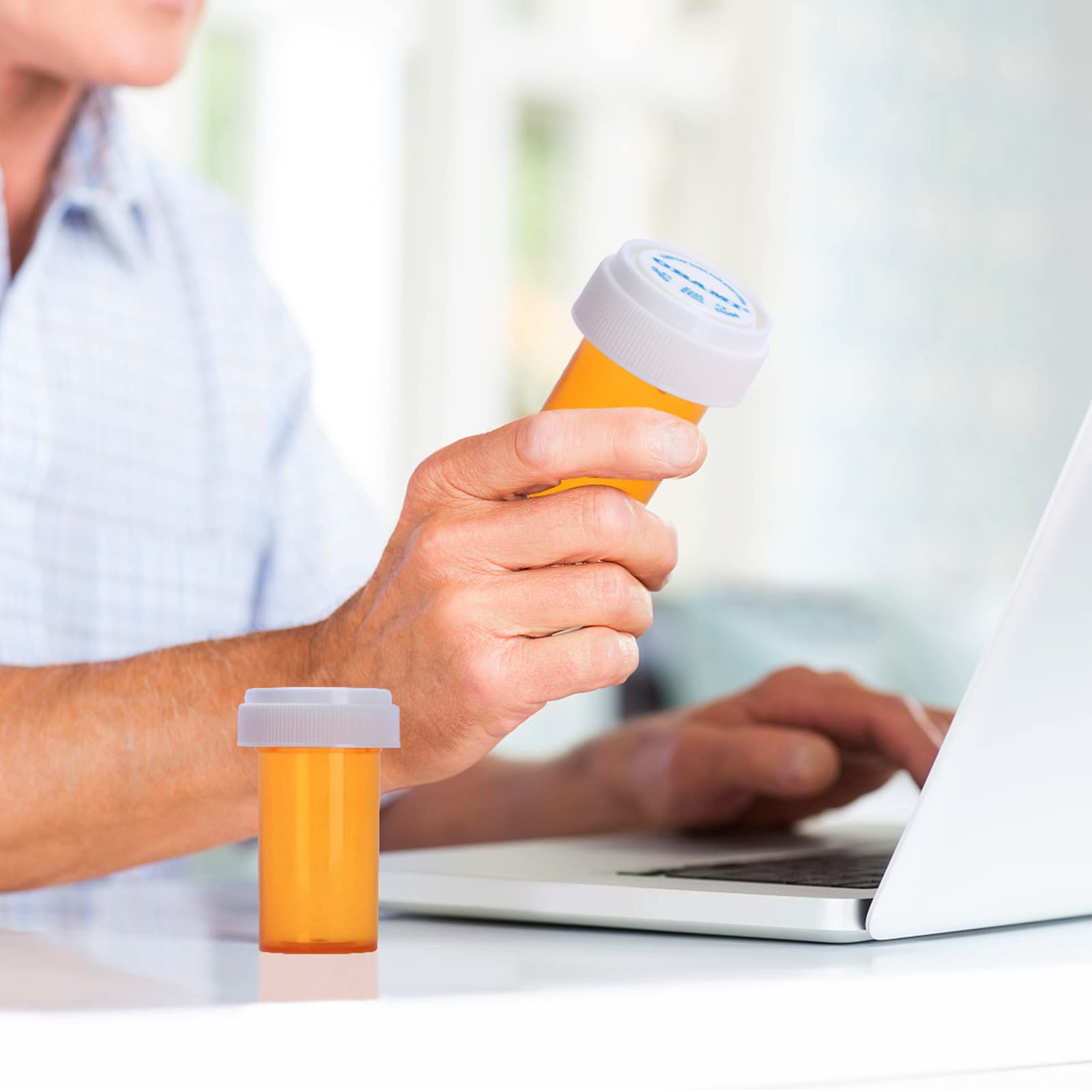 Plastic Empty Pill Bottles with Double Sided Use (Child Resistant & Easy Open) Caps - Medicine Container Pill Case Dispenser Organizers (8 Dram, 12pcs)