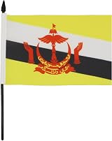 AZ FLAG Brunei Table Flag 5x8 in 21x14 cm Polyester Desk Flag with Pole & Base view 2