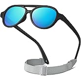 RIVBOS Baby Aviator Wrap Polarized UV400 Sunglasses Soft Frame Secure Strap Toddler,Infant and Newborn (0-18 Months) RBK068
