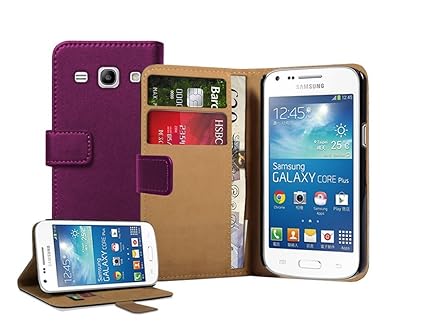 Membrane - Lila Brieftasche Klapptasche Hülle kompatibel für Samsung Galaxy Core Plus (GT-G3500 / SM-G350 / G3502 / Trend 3) 
