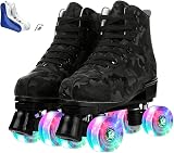 XUDREZ Roller Skates High-Top Light Up Unisex 37 Black Camouflage view 1