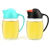 Lawei 2 Packs 21 oz Oil Dispenser Bottle - Automatic Cap Glass Olive Oil and Vinegar Bottle - Anti-Drip Dispensing Container 