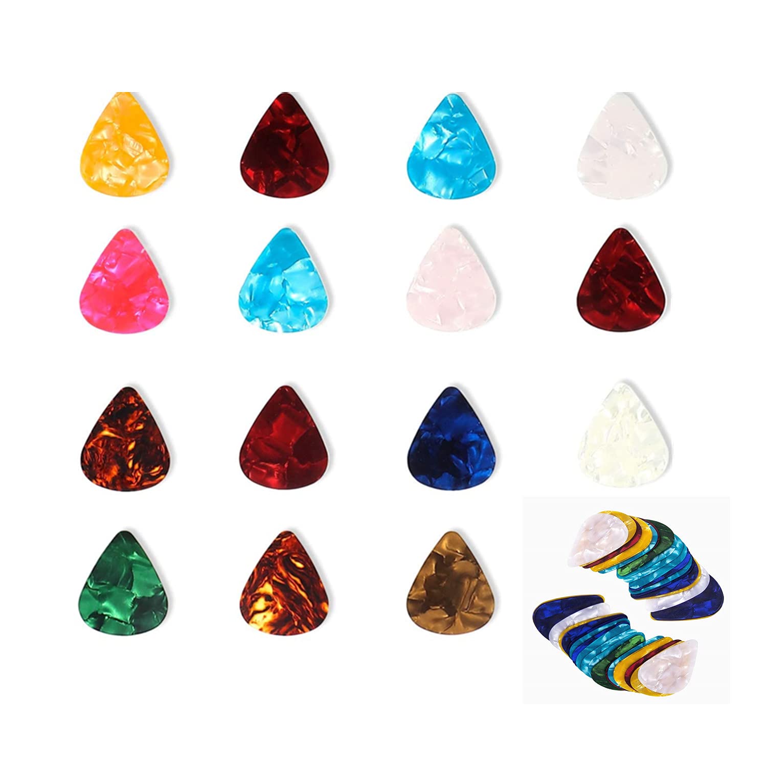 Guitar Picks, 50 Pcs Guitar Plectrums Celluloid Pick Heart-shape Guitar Picks Fancy Plectrums 0.46mm Guitar Plectrum for Electric, Acoustic,or Bass Guitar.
