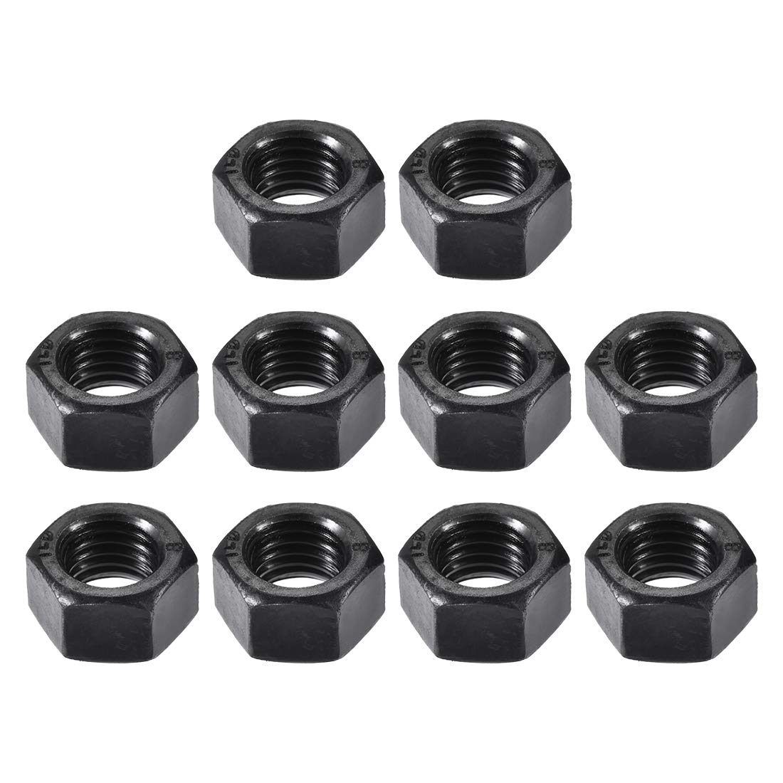 sourcing map Hex Nuts, M12x1.75mm UNC Carbon Steel Thread Hexagon Nut 10pcs