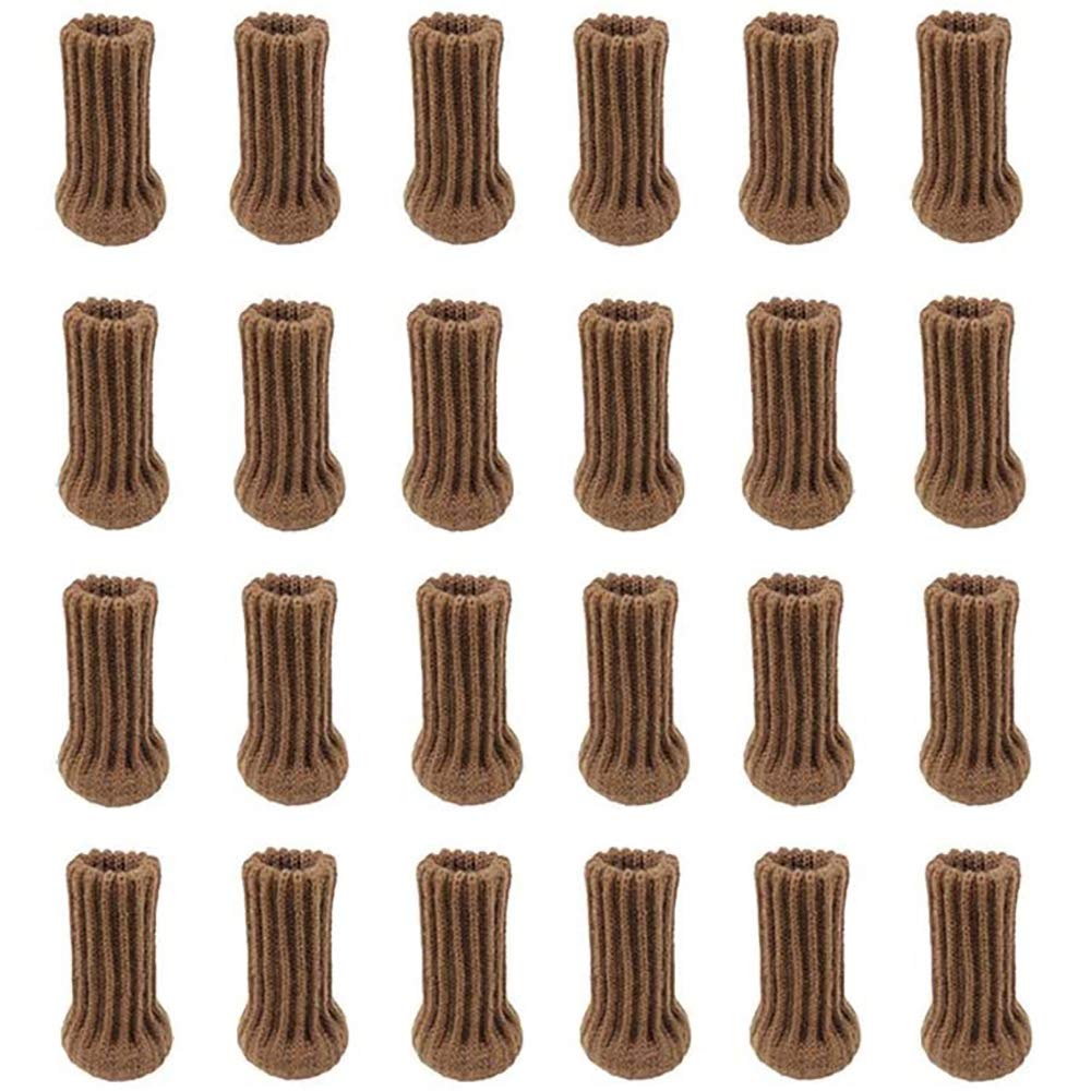POFET 24pcs Chair Leg Socks Furniture Leg Socks Knitted Furniture Caps Set Non-slip Chair Leg Floor Protectors Chair Feet Covers Coffe
