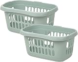 JMS we create smile Set of 2 Plastic Hipster Laundry Baskets Silver Sage view 1