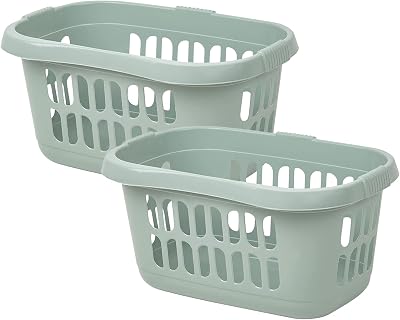 JMS we create smile Set of 2 Plastic Hipster Laundry Baskets Silver Sage