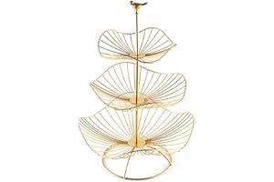 SuperDuo 3-Tier Fruit Basket Bowl Metal Wire Countertop Vegetable Stand Separable Holder with Top Handle-Bird Shape for Kitch