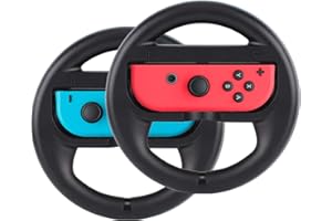 ABMSNO Racing Games Steering Wheel Grip-Suitable for Nintendo Switch Mario Kart, Joy-Con Steering Wheel, Black & Black