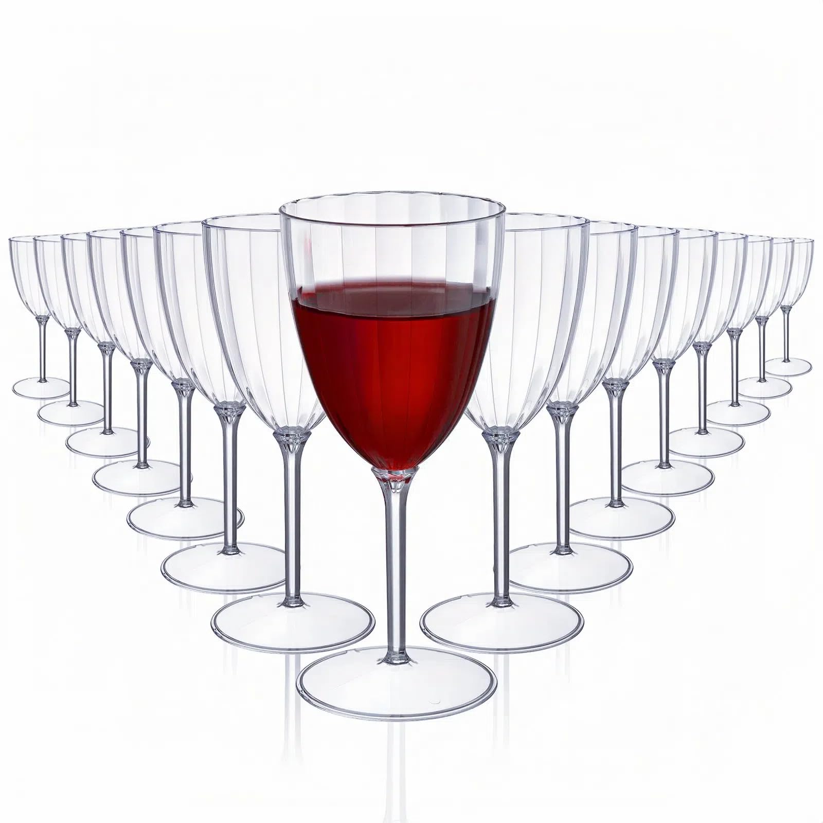 Photo 1 of Tosnail 16 Pack 8 Oz Clear Plastic Wine Glasses, Disposable Hard Plastic Wine Cups, Tall Drinking Cups for Wedding, Parties