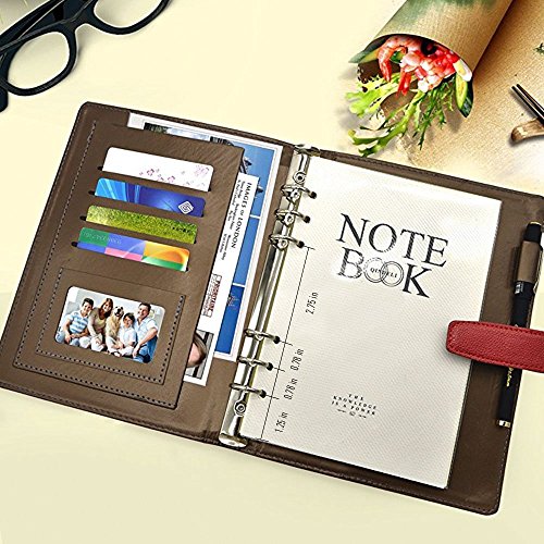 Leather Planner 6 Ring Binder Journal Pu Cover Daily Day Planner Refillable A5 Divider Inserts 2018 2019,lined Undated,164 Lined Beige Pages,8.11x5.5Inches by izBuy (Red)