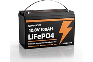 GRNOE 12V 100Ah LiFePO4 Battery Group 31 Lithium Battery With Built-in 100A BMS, 1.28kWh Up to 15000 Deep Cycles Rechargeable Battery for RV, Marine, Solar System, Van, Trailer, Backup