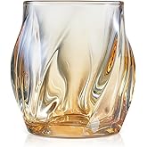ANBFF Whiskey Glasses Set of 2, Rocks Glass, 8.5 OZ Drinking Glasses, Creative Twisted Crystal Old Fashioned Cocktail Glass Tumbler for Bourbon, Scotch, Tequila, Cognac, Rum
