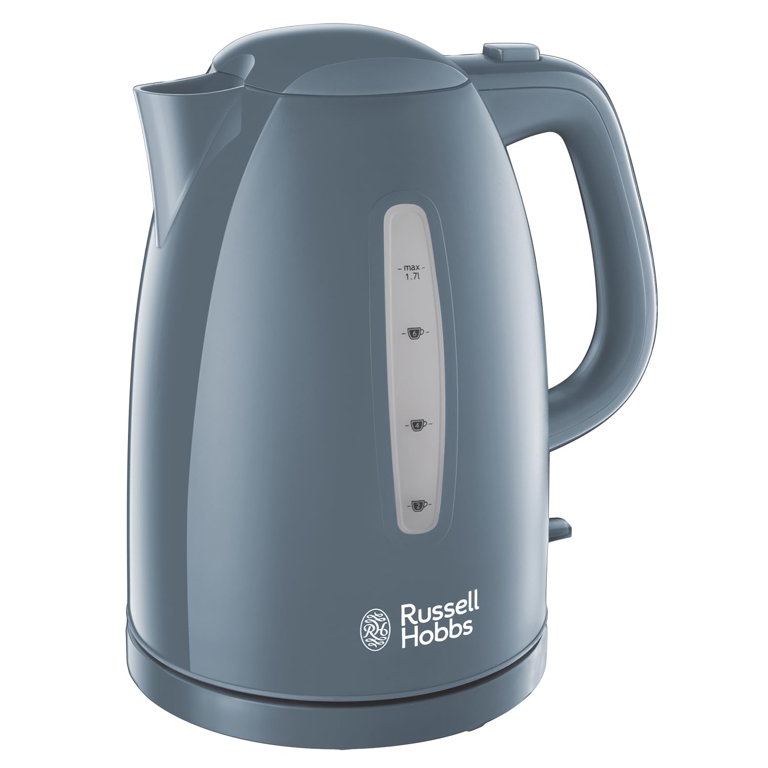 Russell Hobbs Textures Electric 1.7L Cordless Kettle (Fast Boil 3KW, Grey premium plastic, matt & high gloss finish, Removable washable anti-scale filter, Push to open lid, Perfect pour spout) 21274