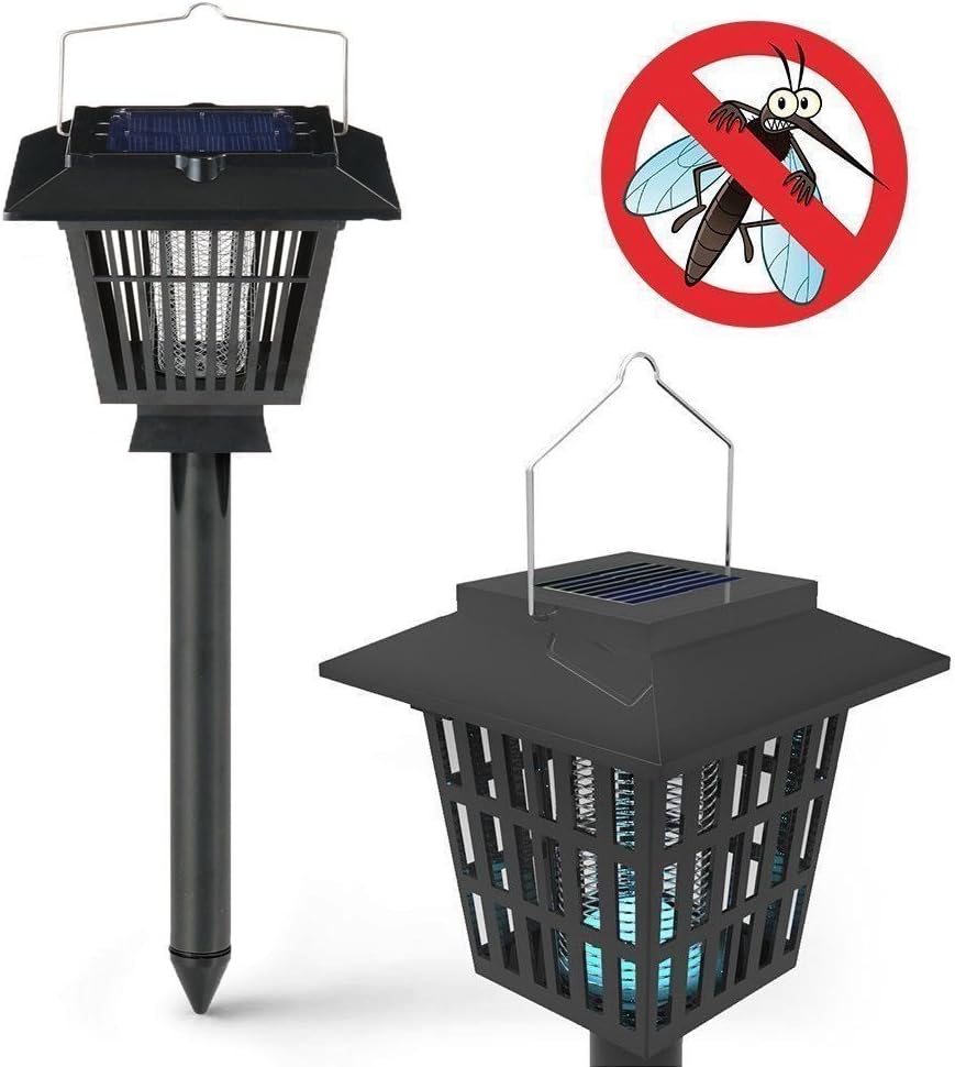 RockTric Solar Bug Zapper, Outdoor Insect/Mosquito/Flying Killer Light, Also Solar Garden Pathway Lights (2 Lighting Modes, Hang or Stake in The Ground)