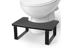 FOREST ANGLE Bamboo Toilet Stool,Potty for Pooping,Portable Squatting Pan with Dual Anti Slip Design,Bathroom Stools,Poop Stool for Bathroom,Toilet Step,Toilet Stools for Pooping,Bamboo Articles(Black)