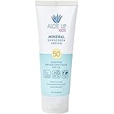 Aloe Up Kids Broad Spectrum Mineral Sunscreen Lotion SPF 50 - Face and Body Sunblock for Sensitive Skin - With Gen2 Zinc Oxide and Aloe Vera - Dries Clear - Reef Safe - Fragrance-Free - 3 Oz