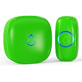 SECRUI Wireless Doorbells for Home Classrooms Apartments Businesses | Easy to Use, Adjustable Volume, 58 Chimes, Colorful LED, Waterproof, 1000Ft Range, M520+F55,Green