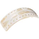France Luxe Studded Rectangle Volume Barrette, Women's Hair Accessory, Alba | Studded Volume Hold: France Luxe's large clasp and brass studs fit fine to thick hair for a secure, eye-catching hold.