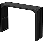 ROOMTEC Narrow Console Table for Entryway, Living Room, Hallway - 46" Solid Wood Farmhouse Table with Storage (Black)