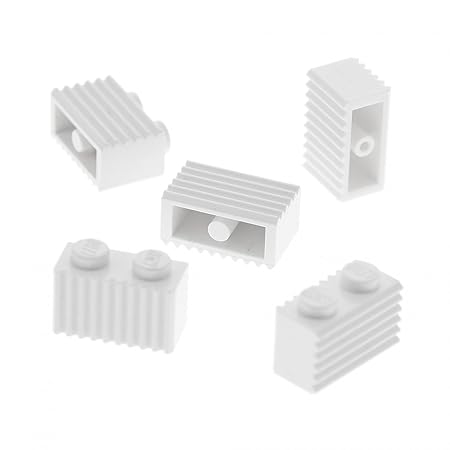 5 x Lego System Basic Bau Stein weiss 1x2 mit Rillen geriffelt für Star Wars Eisenbahn 4551 7259 10251 10241 10155 7191 21018