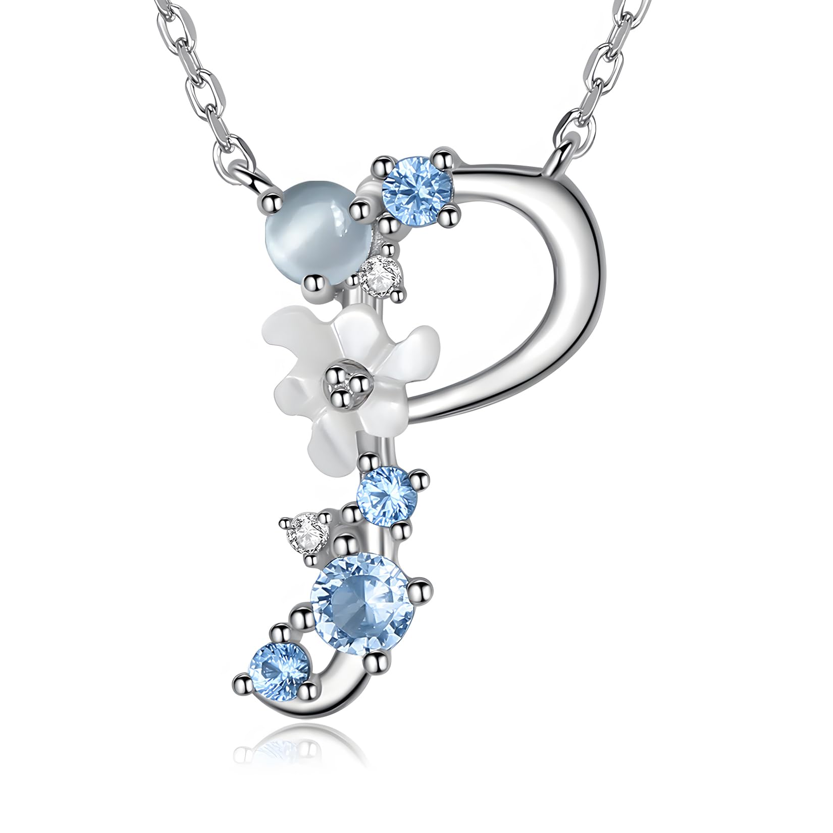 VIKI LYNN Letter P Initial Necklace 925 Sterling Silver Cubic Zirconia Personalised Gifts for Girls