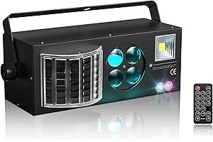 U`KING Dj Disco Party Lights Ball Stage Lights 4 in 1 RGBW 60W Lighting Parties Indoor Mixed Lighting Effects Pattern Strobe Light Sound Activated Remote DMX Control for KTV Club Disco Party Wedding