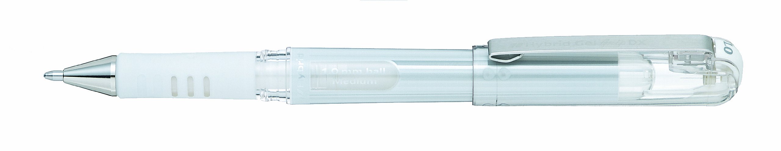 Pentel 1.0mm Tip Hybrid Gel Grip Dx Ultra Smooth Pigment Ink Pen with Chunky Barrel - White (Pack of 12)