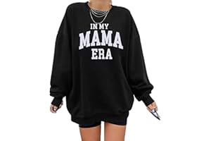 UNIQUEONE Oversized Mama Sweatshirt Women Crewneck Graphic Hoodies in My Mom Era Drop Shoulder Pullover Tops