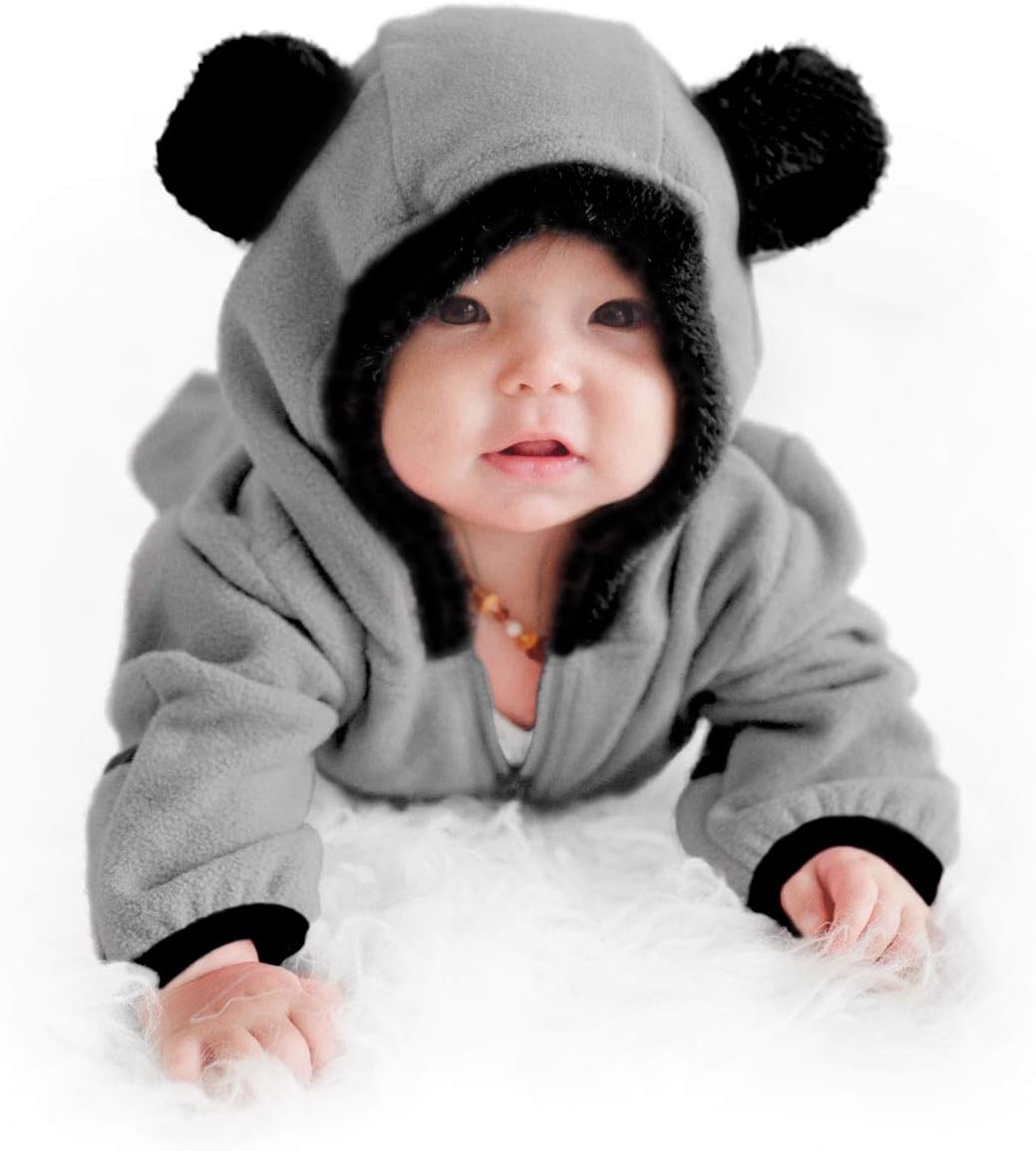 Fleece Baby Bunting Bodysuit – Infant One Piece Kids Hooded Romper Outerwear Toddler Jacket