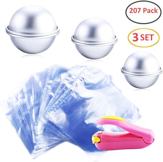 WFPLUS 207Pcs Bath Bomb Kit Including 200 Pieces 6 x 6 Inch Shrink Wrap Bags, 6