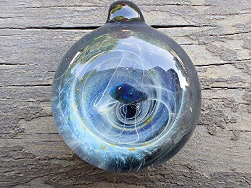 Smokey galaxy heady trippy Space Glass Pendant , Universe pendant, Necklace with large Opal(A58/CH)