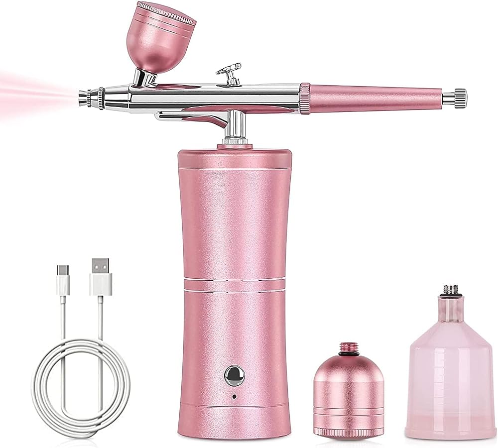 Airbrush, Upgraded Airbrush Kit with Compressor&rRechargeable Portable Cordless Air Brush Nail Machine, Airbrush Gun Set for