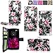 Cellularvilla Wallet Case For LG G Flex 2 H950 H955 LS996 Pu Leather Wallet Card Flip Open Pocket Case Cover Pouch (Black Pink Flower)