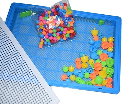 Amazon Smuer Diy ペグボード パズル 玩具 ジグソー パズ 知育おもちゃ 図形パズルのペグボード パズルゲーム カラーマッシュルーム釘創造的な知育玩具 プラスチック製 知育 学習玩具 おもちゃ
