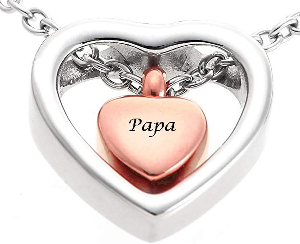 Cremation Jewelry Urn Necklace for Ashes Personalized Charming Double Rose Gold Small Heart Necklace Chains Ashes Keepsake Pendant Lockets Memorial Gifts for Papa Dad Mom