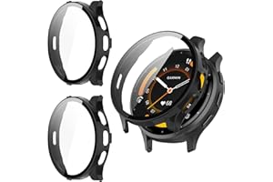 Kimiyaki 2 Pack for Garmin Venu 3 45mm Screen Protector Case [Full Coverage], Hard PC Bumper All-Around Protective Accessories for Garmin Venu 3 Built-in Tempered Glass Film