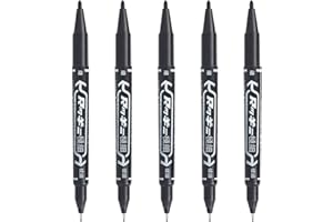 Hildbrandt Tattoo Skin Scribe Pen Dual-Tip Marker Piercing Marking Surgical Tattooing (5 Pack, Black)