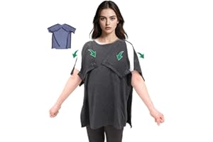 LAROTSUBA Unisex Post Shoulder Surgery Shirts,Tear Away Short Sleeve,Bedridden Patient Clothing,Right & Left Side Snaps Open,Full-Open T-Shirts(Man,Black,XL)