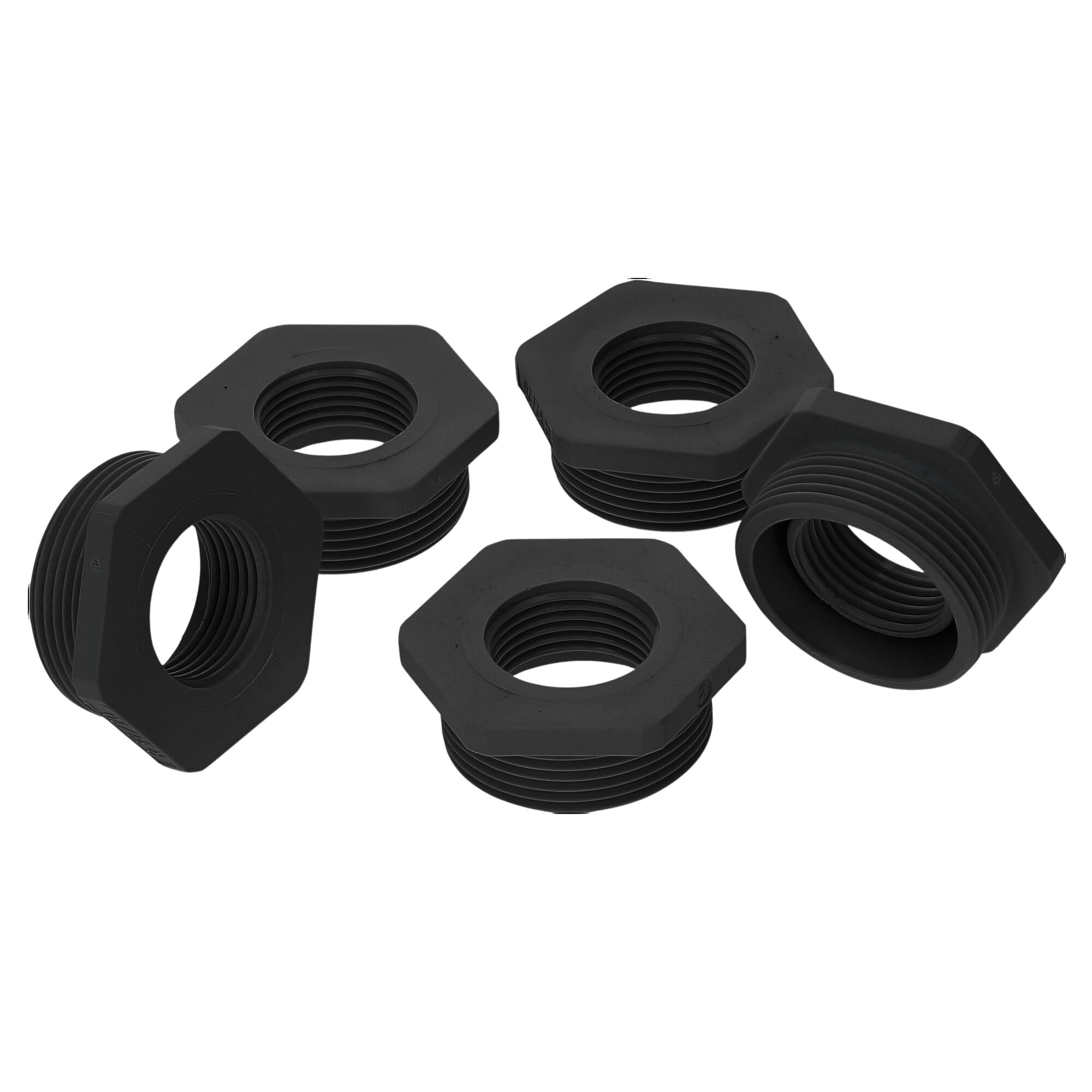 Kalitec G6322010 Reduction M32/M20 Plastic Black I Reducer Cable Gland Hexagonal I M20 Female Thread I M32 Male Thread I IP68 Pack of 5