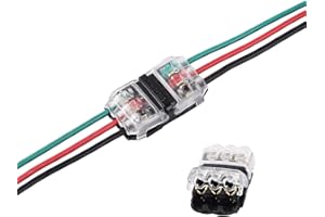 MAVELOVS Low Voltage Wire Connectors, Quick Solderless Wire Connectors, 3 Pin Small Wire Connectors 20-24 Gauge Wire Splice, 2 Way 3 Pins 24 Pack