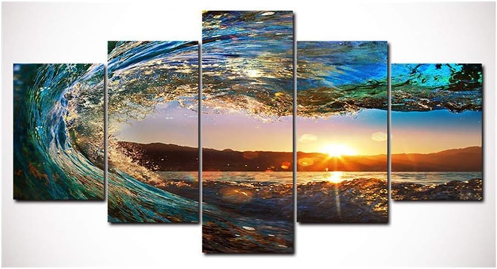 5D Diamond Painting Kit Morning Sun Full Drill Diamond Embroidery Painting DIY Embroidery Cross Stitch Painting for Home Wall Decor (Sea Blue)